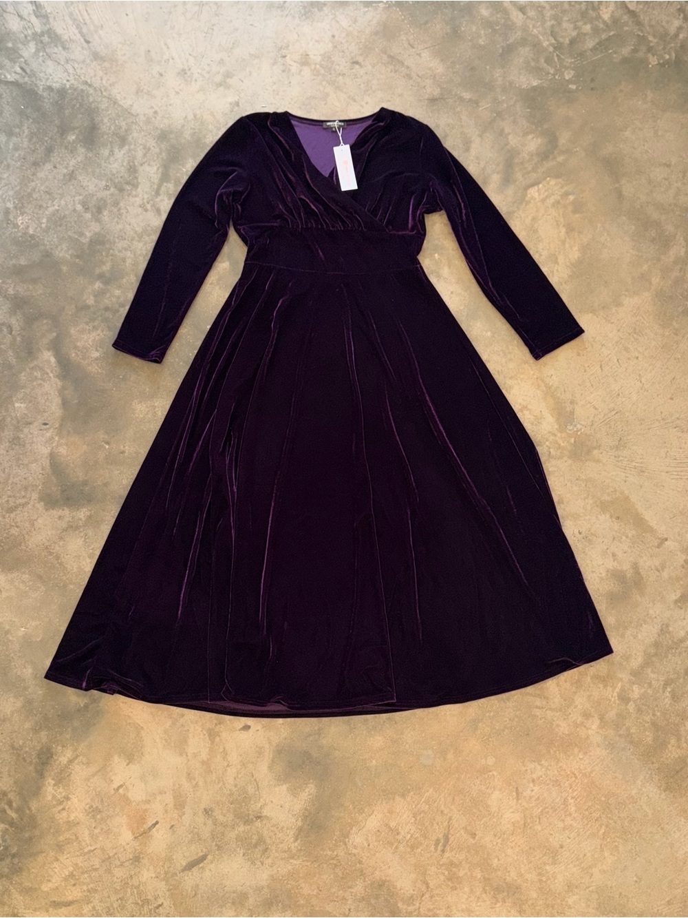 Urban CoCo XL Purple Velvet Maxi Dress Long Sleeve Wrap Holiday Formal NWT Glam